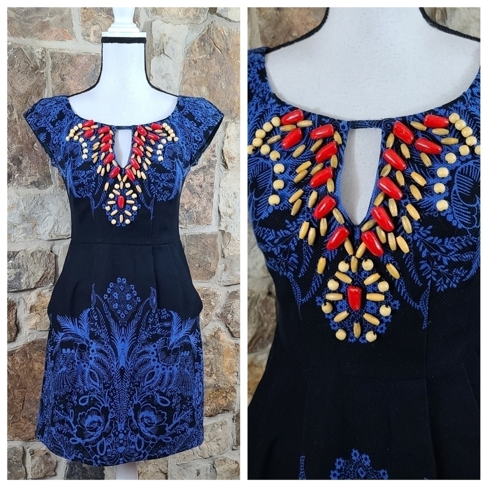 NANETTE Lepore 0 Evita Beaded Sheath Dress